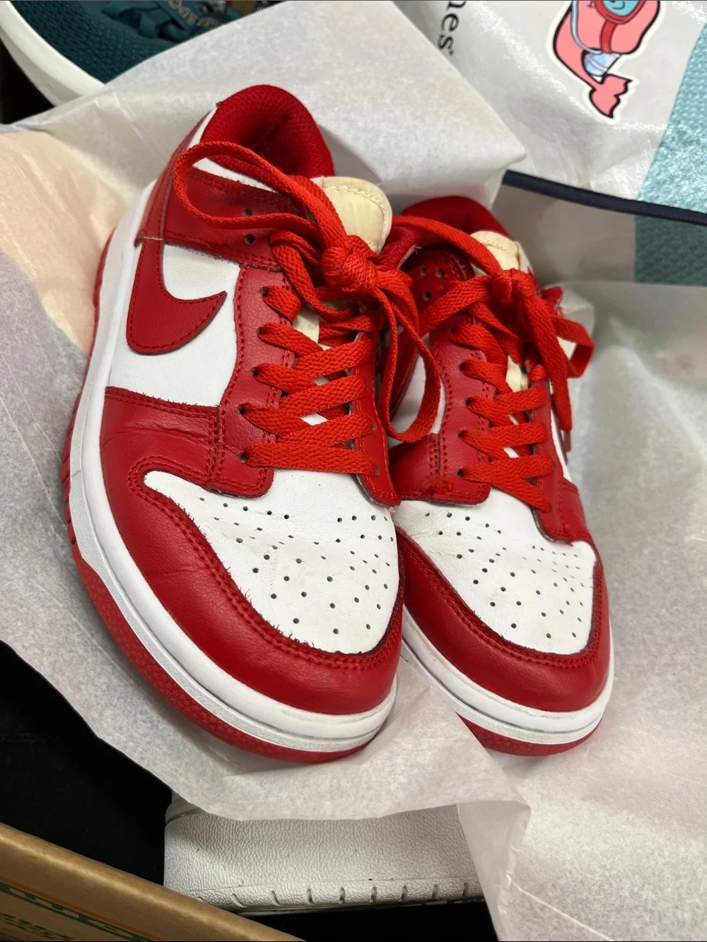 Nike Women's Red and White Low-Top Sneakers